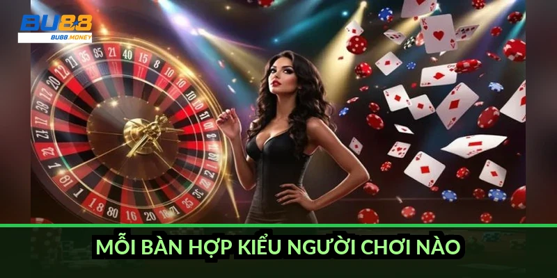 Mỗi bàn hợp kiểu người chơi nào?